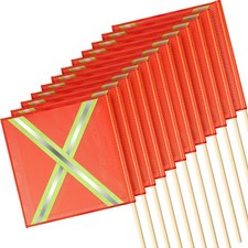 12 Packs 18 x 18 Inch Safety Flag Warning Flags Mesh Oversize Load Flags Wide...