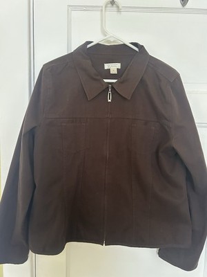 Christopher And Banks Womens Jacket Blazer XL  Brown Full Zip Long Sleeve Brown