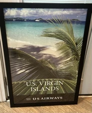 Vintage US Airways U.S. Virgin Islands STT STX Destination Poster NOS