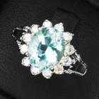 Sparkling Sea Blue Aquamarine 2.35Ct 925 Sterling Silver Handmade Floral Rings