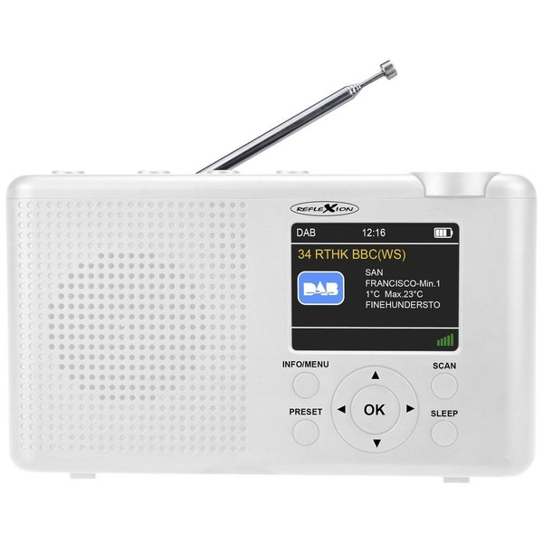 Reflexion TRA23DAB/WH Tischradio Dab+, Dab, Ukw Dab+, Ukw Wiederaufladbar Weiß-image