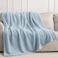 Light Blue 300GSM Fleece Throw Blanket Soft Cozy Flannel Fuzzy 60x80 Inches