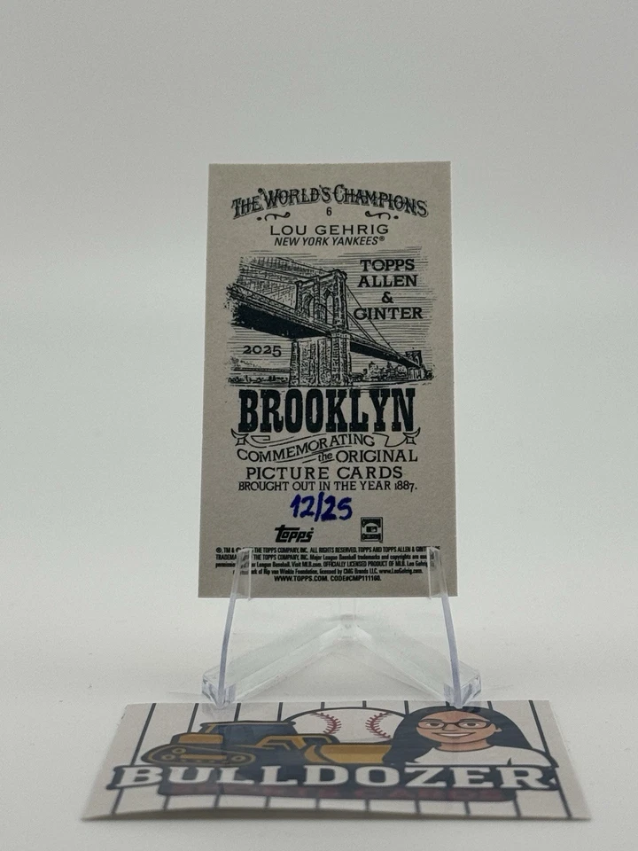 Topps Allen & Ginter NY Yankees Lou Gehrig Brooklyn Back 2025 SSP #12/25 Foto 2 de 2