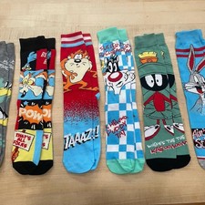 6 pairs Adult Large Looney Tunes Fun, Novelty Mid-Calf Socks New w/out Tags
