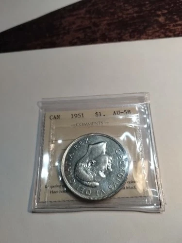 1951  CANADA    SILVER   $1   DOLLAR   ICCS   CERT...AU 58