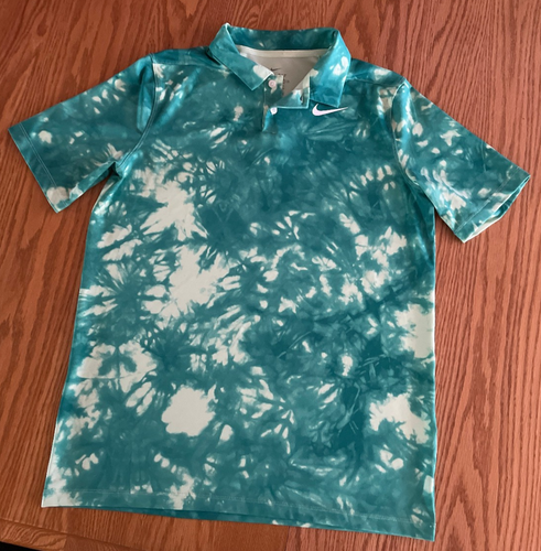 Nike Golf Polo Shirt Youth XL Green Tie Dye Standard Fit Dri-Fit Pullover