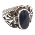 Vintage 925 Sterling Silver Poison Ring Black Onyx Cabochon Locket Size 6.25