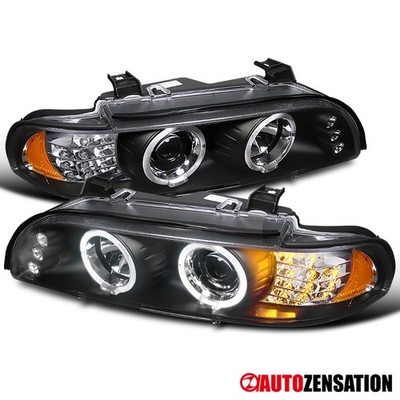 Fit 2001-2003 BMW E39 525i 530i 540i LED Halo Black Projector Headlights Lamps