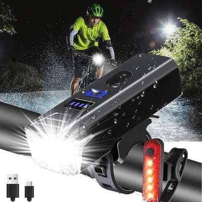 SUMMER_HOME 9000LM Super Bright LED Bike Light USB Rechargeable Bicycle Front Rear Headlight