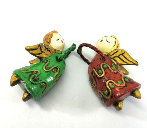 VTG Fitz & Floyd Angel Napkin Ring Holder Candle Climbers 1970's Red Green Pair - Picture 2 of 12