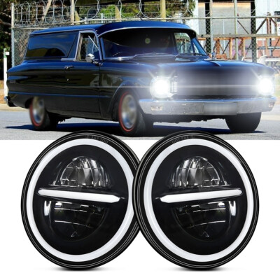 For Ford Falcon Sedan Delivery 1961-1965 7'' Seal Round Led Headlight Angel Eye