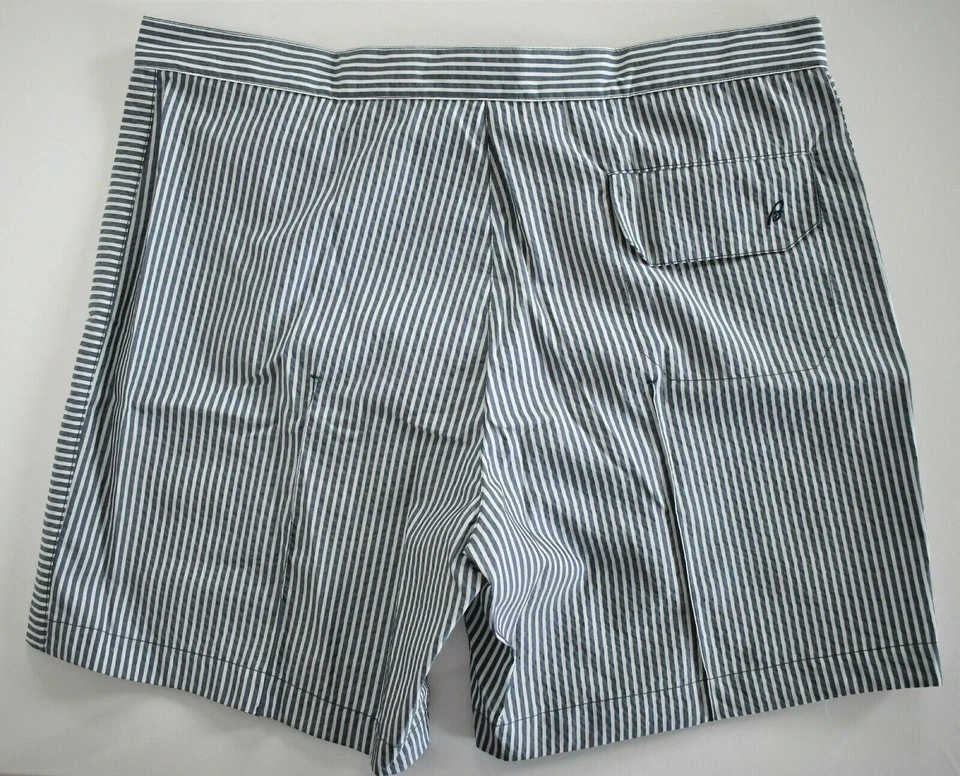 🆕️ Pantalones Cortos de Baño BRIONI Azul Medianoche Blanco SEERSUCKER XXXL W-40" Foto 3 de 4
