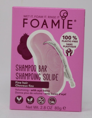 FOAMIE Solid Shampoo Bar w/ Acai Berry 2.8oz 80g for Fine Hair Plastic Free NWB