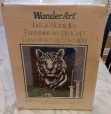 NEW, WonderArt Caron White Tiger - Latch Hook Crochet Kit 4356 Damaged Box