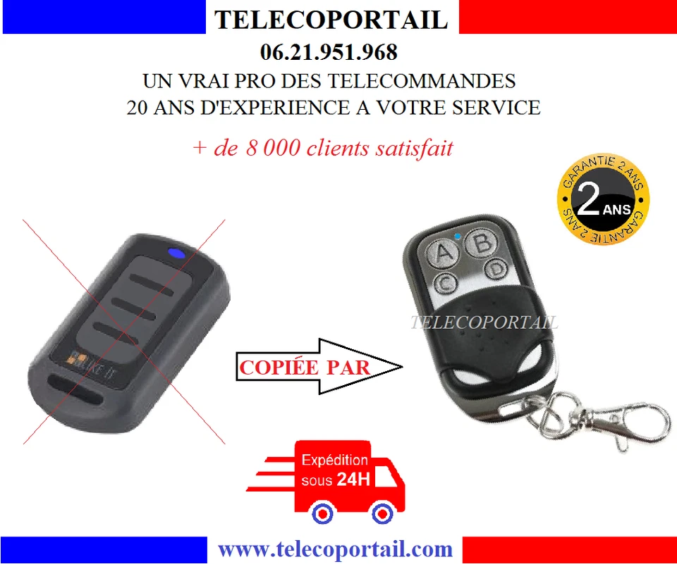 TELECOPORTAIL TELECOMMANDE COPIEUSE PORTE DE GARAGE MARQUE LIKEIT MODEL LKFAST4 (VOIR PHOTO)
