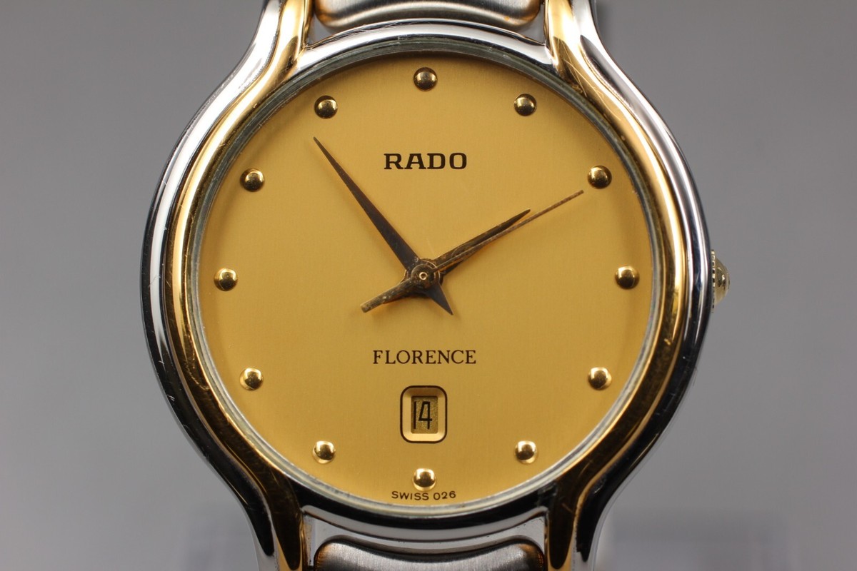 Near MINT- w/Box] RADO Florence 129.3644.4 Gold Dial Date 32mm QZ