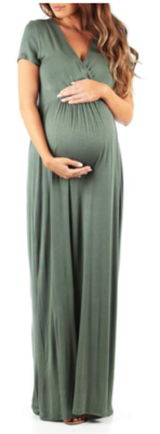 Women's Mother Bee Maternity Wrap Short Sleeve Maxi Dress, Size L - Olive Green | eBay Women's Mother Bee Maternity Wrap Short Sleeve Maxi Dress, Size L - Olive Green | eBay