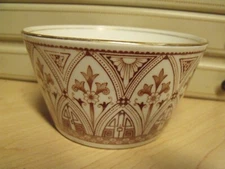 ANTIQUE  1884 A.  WILEMAN & CO. RED TRANSFERWARE 5" SUGAR BOWL