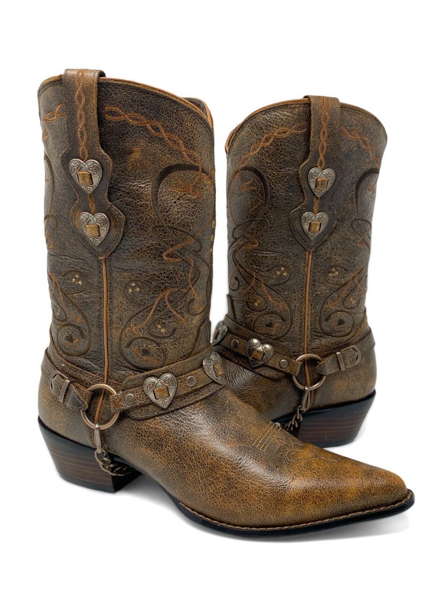 Durango Crush Heartbreaker Harness Brown Leather Cowboy Boots