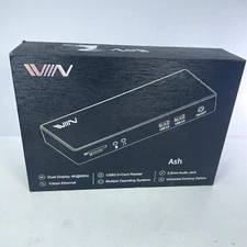 IVIIN D6902 Ash Black 4K 60Hz Dual Display Laptop Docking Station With Manual
