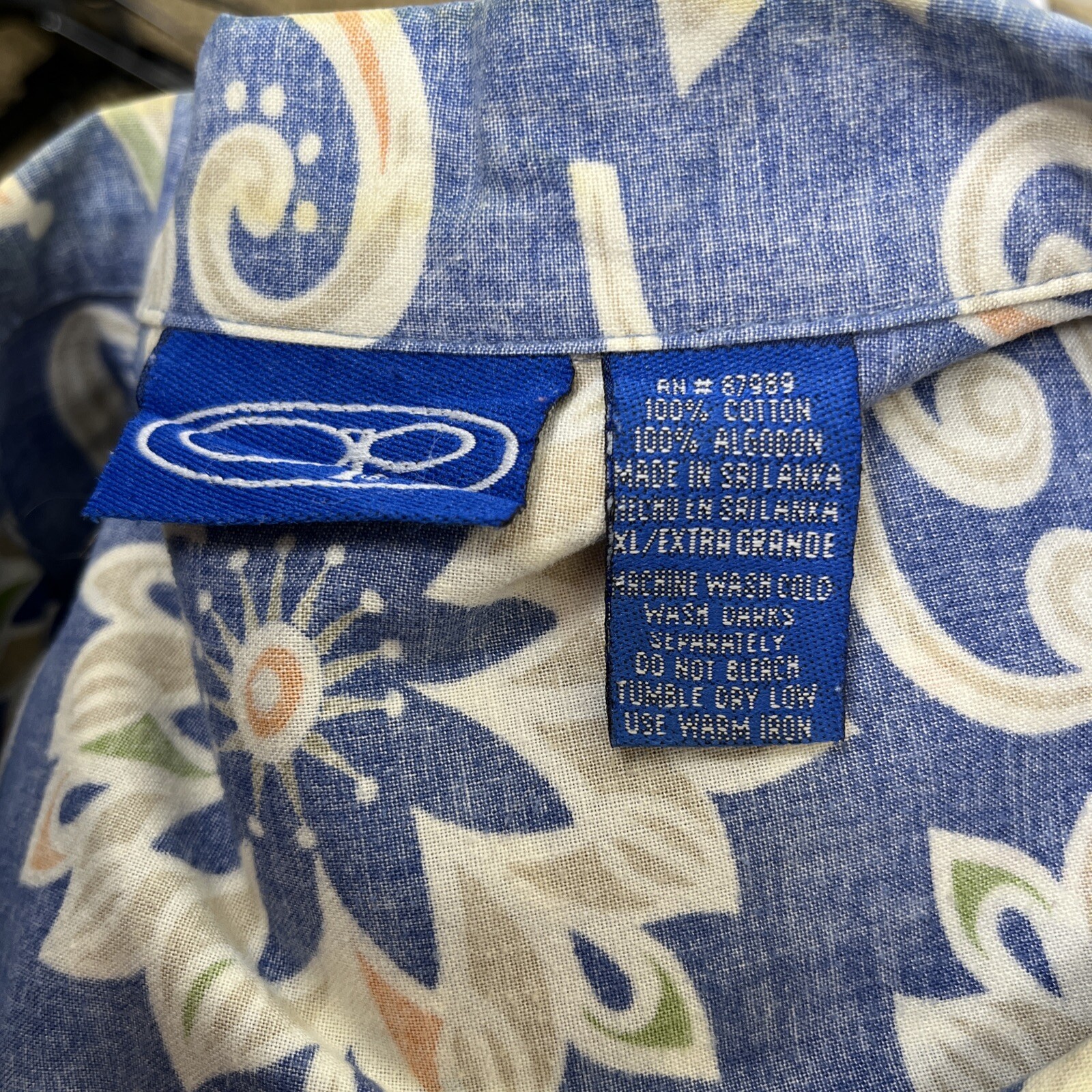 OP Ocean Pacific Button Down Reverse Print Peach … - image 2