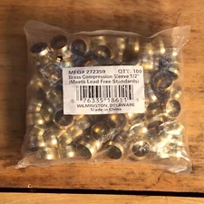 100 Pack 1/2" Compression Sleeve Solid Brass Ferrule for 1/2" Compression Tubing