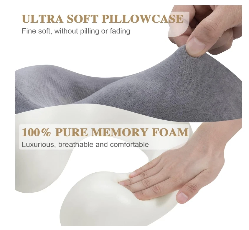 Memory Foam Travel Pillow with Eye Mask & Ear Plugs for Comfortable Sleep