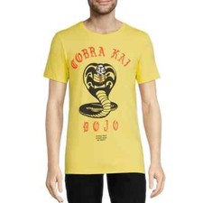 Cobra Kai Mens Cobra Kai Dojo Strike First Strike Hard No Mercy Shirt New XL