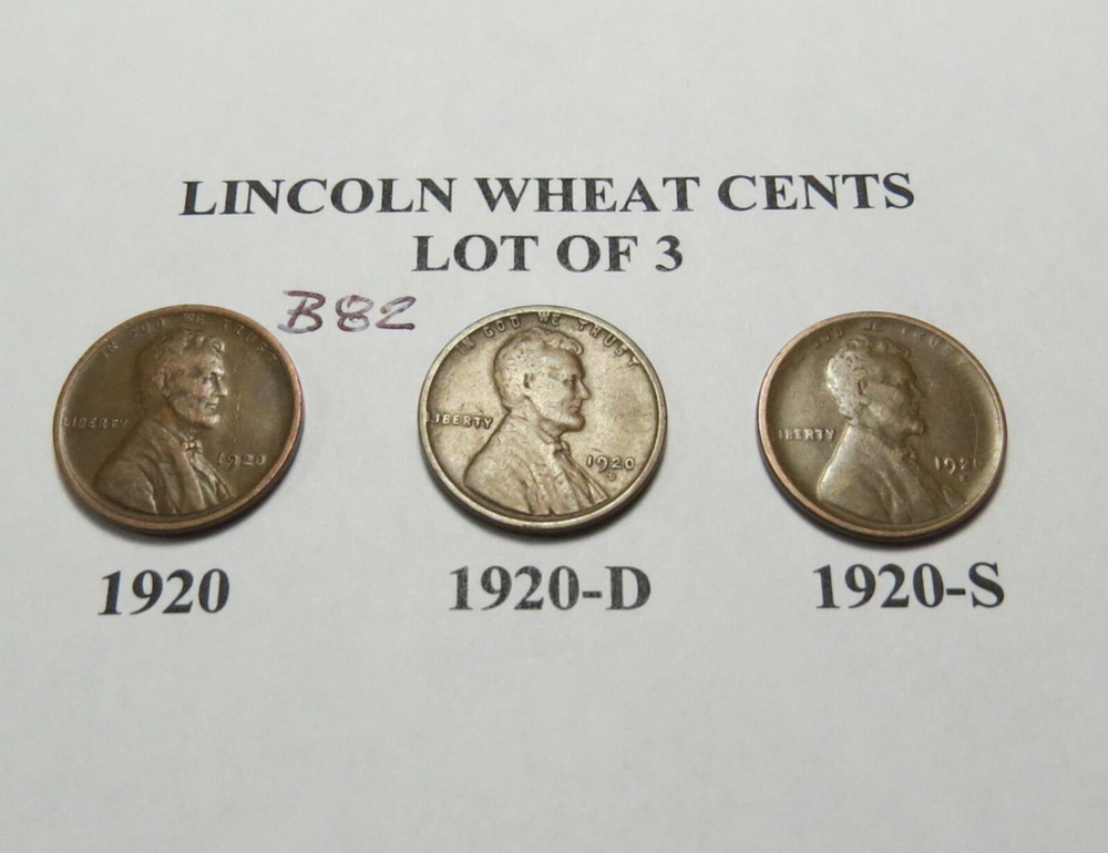 1920 1920-D 1920-S SET -LOT OF 3 LINCOLN WHEAT  COMB.SHIP LOT B82