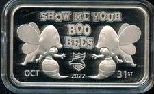 Halloween Show your Boo Bees 2022 Postal Express Mint 1-OZ .999 silver Bar LE100