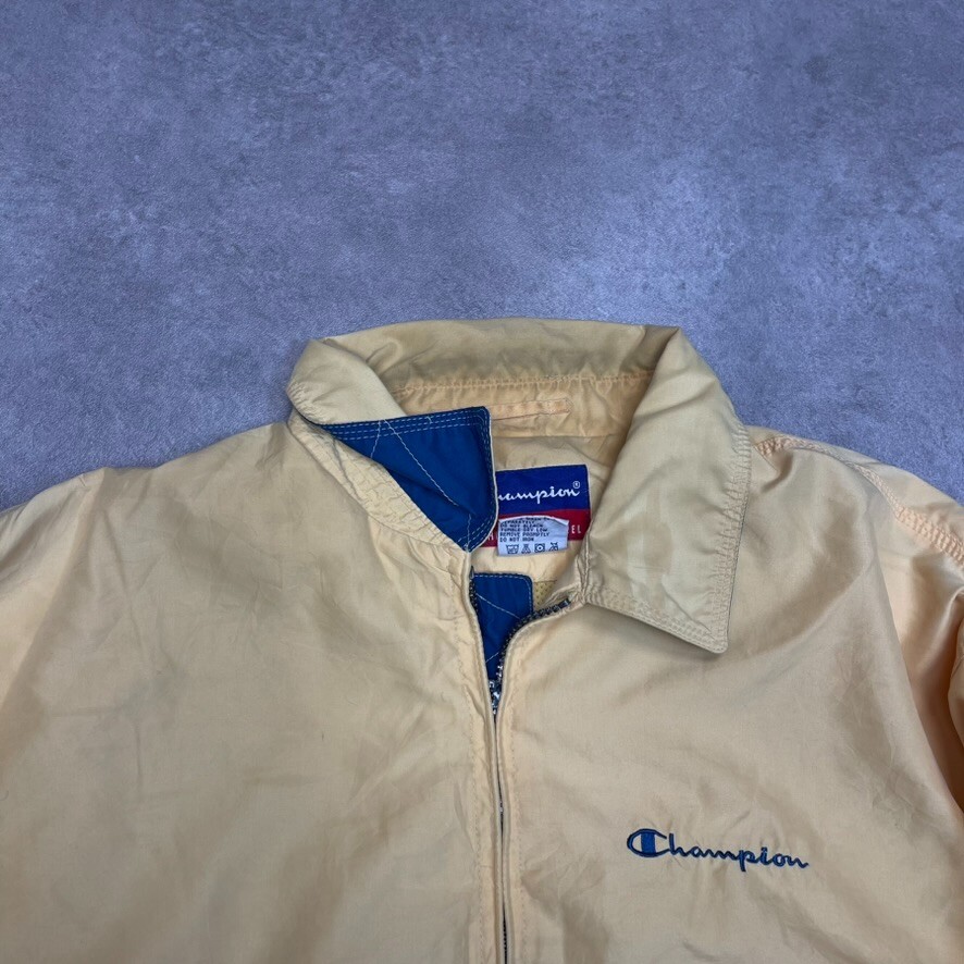 Champion Harrington Jacket Mens Vintage Full Zip 90s Bomber Coat, Yellow, Medium image 10