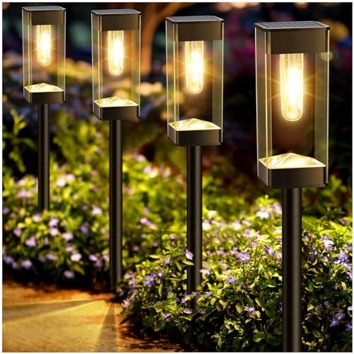 Solar Pathway Lights - Stainless Steel with LED Tungsten Filament Bulbs (8 