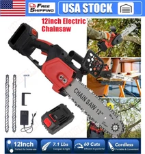 12" Cordless Chainsaw 21V Brushless Electric Handheld Chain Saw Battery&Charger