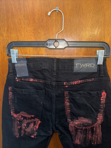 NWT FWRD Denim Black And Red Bermuda Jean Short Size 20 - Bild 6 von 6