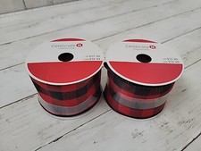 Celebrate it Christmas Red Black Plaid Wired Ribbon 2 1/2"x 20 ft Lot Of 2