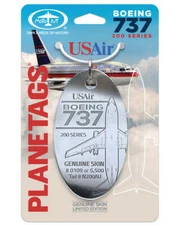 USAir Boeing 737-200 Tail #N200AU Genuine Aluminum Jet Plane Metal Skin Bag Tag
