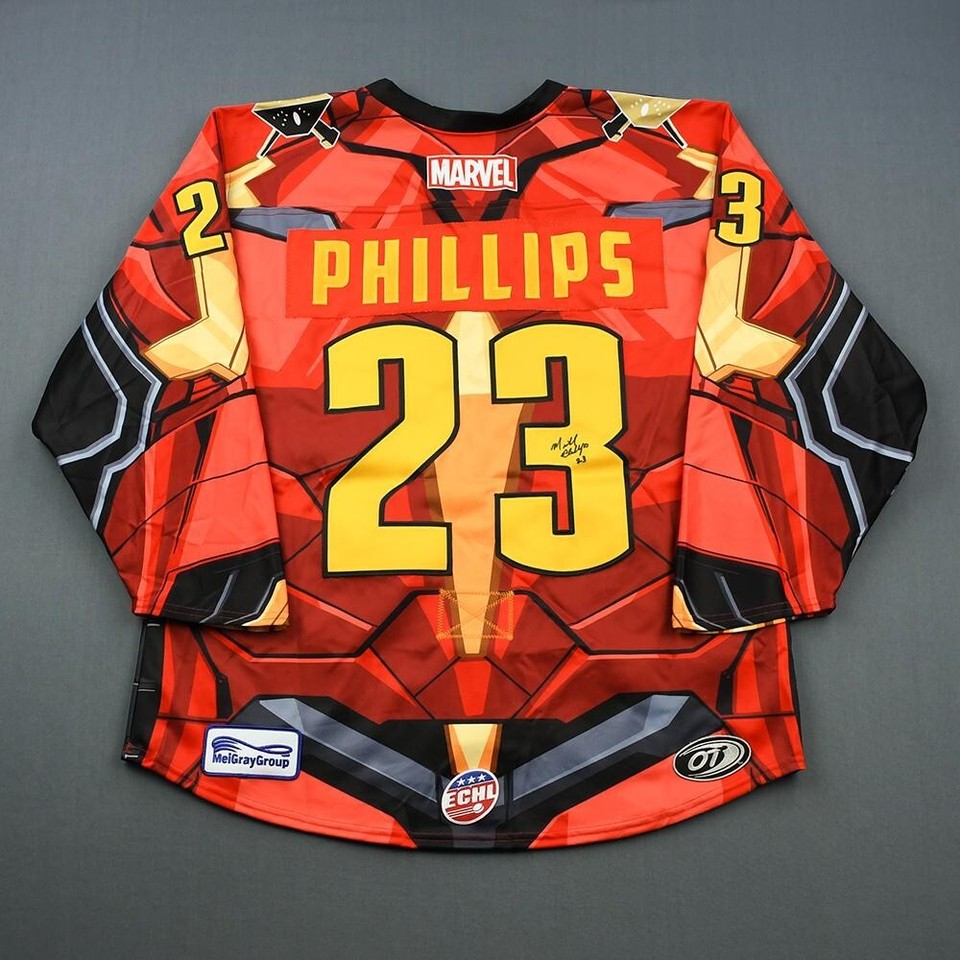 201819 Michael Phillips Wheeling Nailers ECHL Iron Man Game Worn