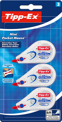 Tipp-Ex Korrekturroller Mini Pocket Mouse, 6m x 5mm, 3er Pack (3 Stück)