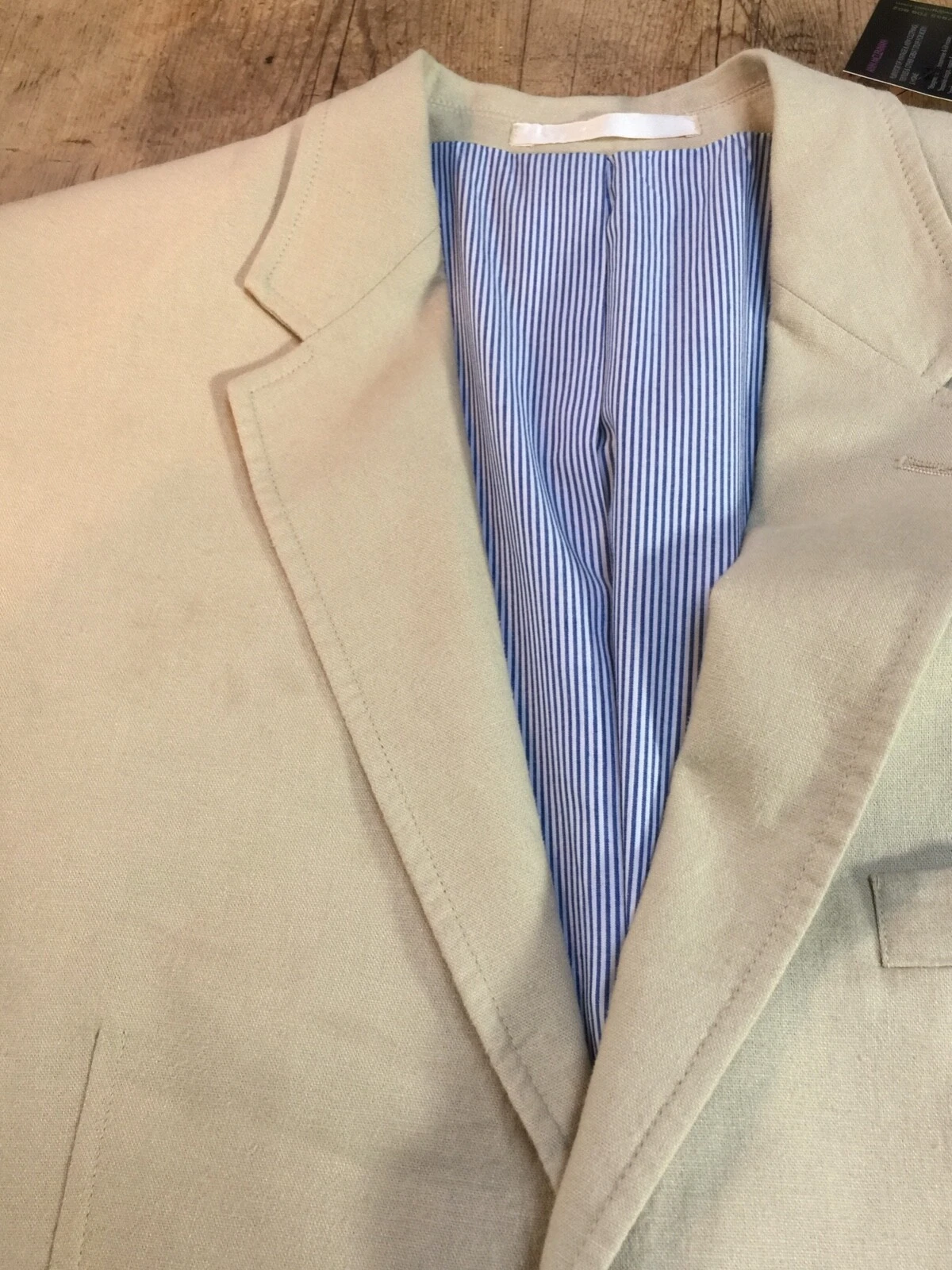 Flax Blend Beige Classic Gents Blazer Jacket 42L M&S looser fit