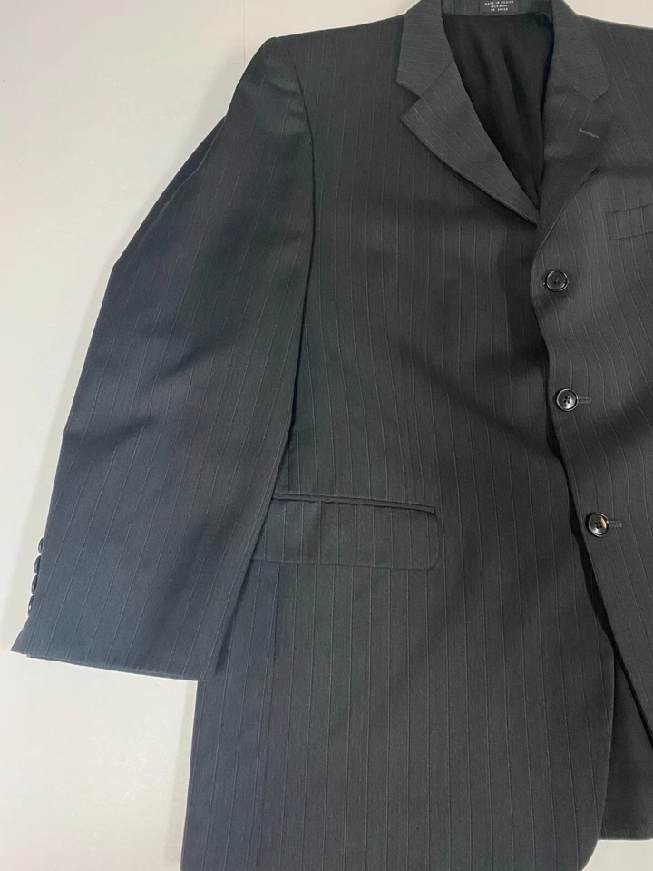 Blazer Jones New York Hombre 44 Clásico Dos Botones Negro Rayas Foto 3 de 4