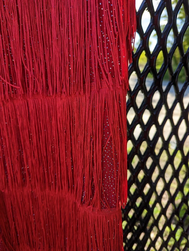Deep Red Sparkly Handmade 1920s Flapper Girl's Costume Small - Image 3 of 4