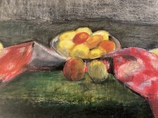 Belle Painting 1960 Gouache Paper Cubist Post Cubism Still Life Fruit Art