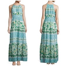 Eliza J. Green Floral Halter Maxi Dress