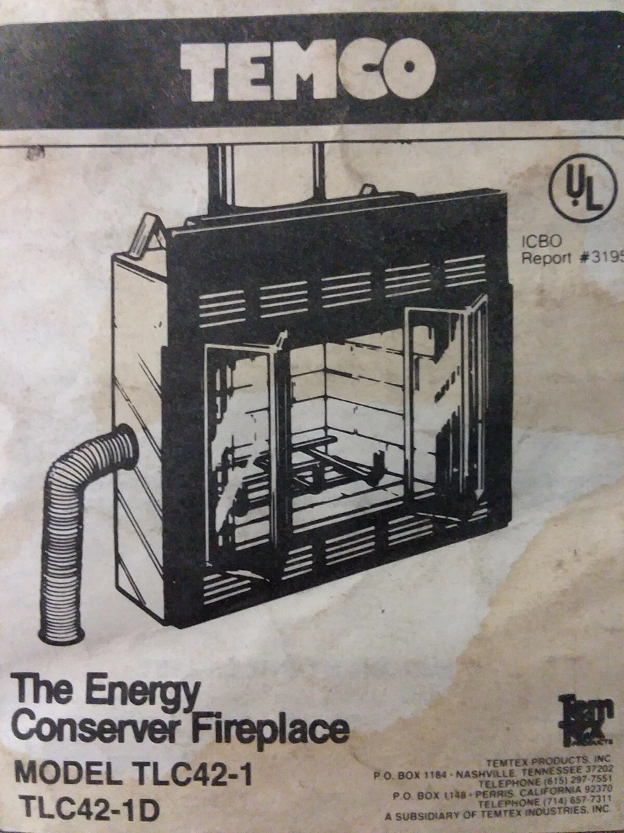 Temco Chimney System Nat LP Gas Fireplace ITLC42-1 TLC42-1D Owner u0026amp;  Parts Manual | eBay