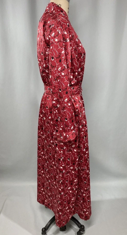 Women Satin Robe Womens SIZE SMALL red classic CABERNET long Y2K - Image 4 of 4
