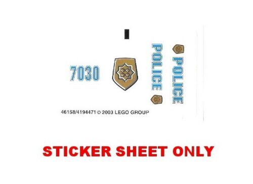 LEGO 7030 - Town: World City: Police: Squad Car - STICKER SHEET - Picture 1 of 1