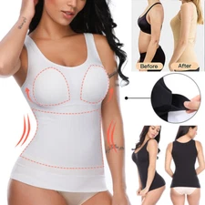 Women With Built in Bra Slim Body Shaper Tummy Control Tank Tops Cami Shirt Vest