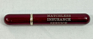 Vintage Pen Shaped Cigarette Lighter Advertising Matchless Ins. Service