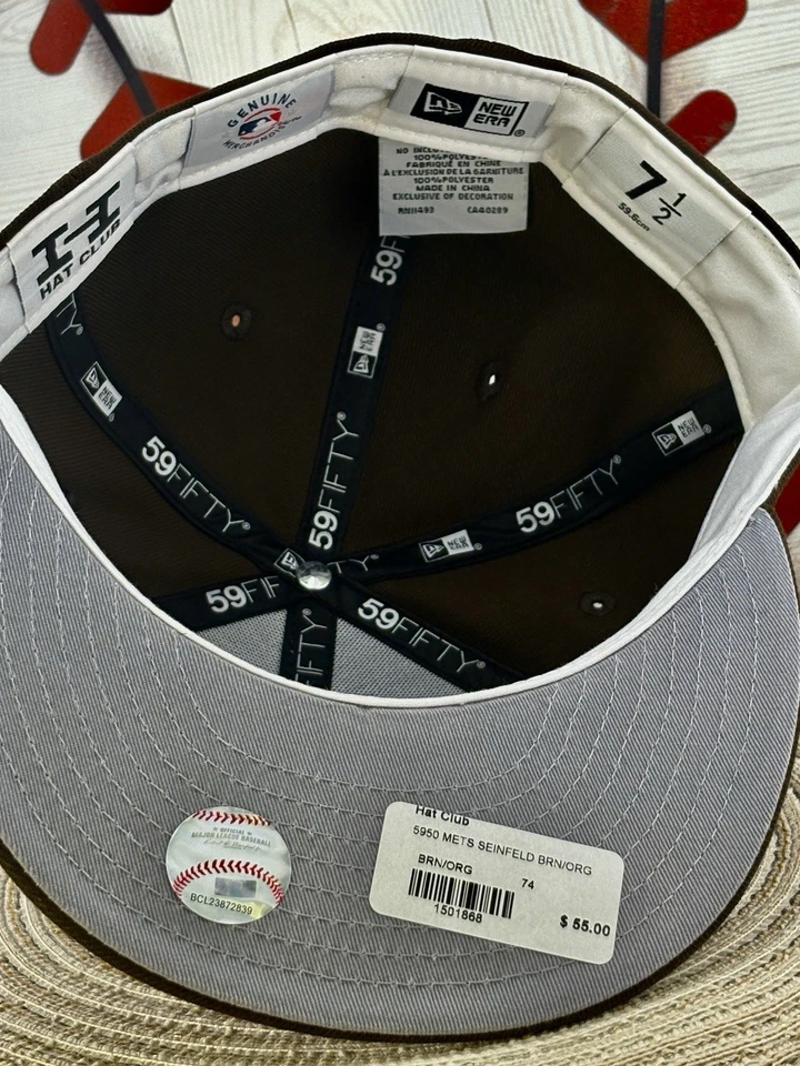 Sombrero de los New York Mets Club Seinfeld 59FIFTY 7 1/2 Marrón Naranja Gris UV AGOTADO🔥 Foto 3 de 4