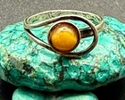 Vintage Sterling Silver Tiger Eye Ring Orbital Bypass Design Signed Mexico 925